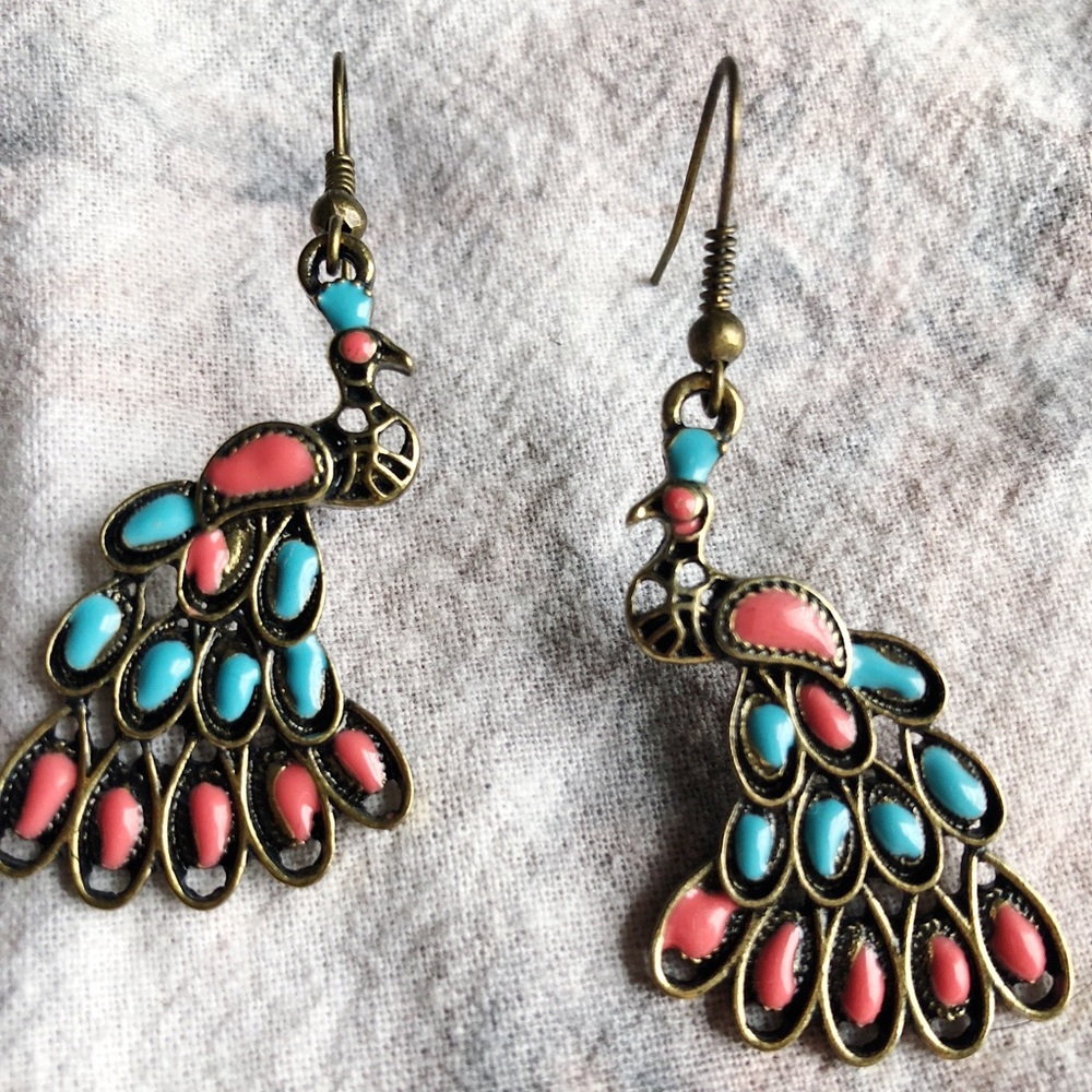 Brand New, Boho, Peacock Earrings